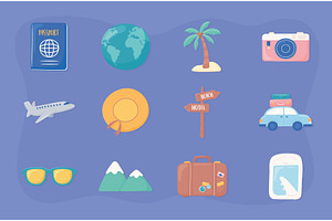 travel vacation set, an Object Illustration by studiogstock