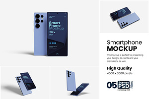 Smartphone Mockup Set for App and UI, a Product Mockup by bimockup