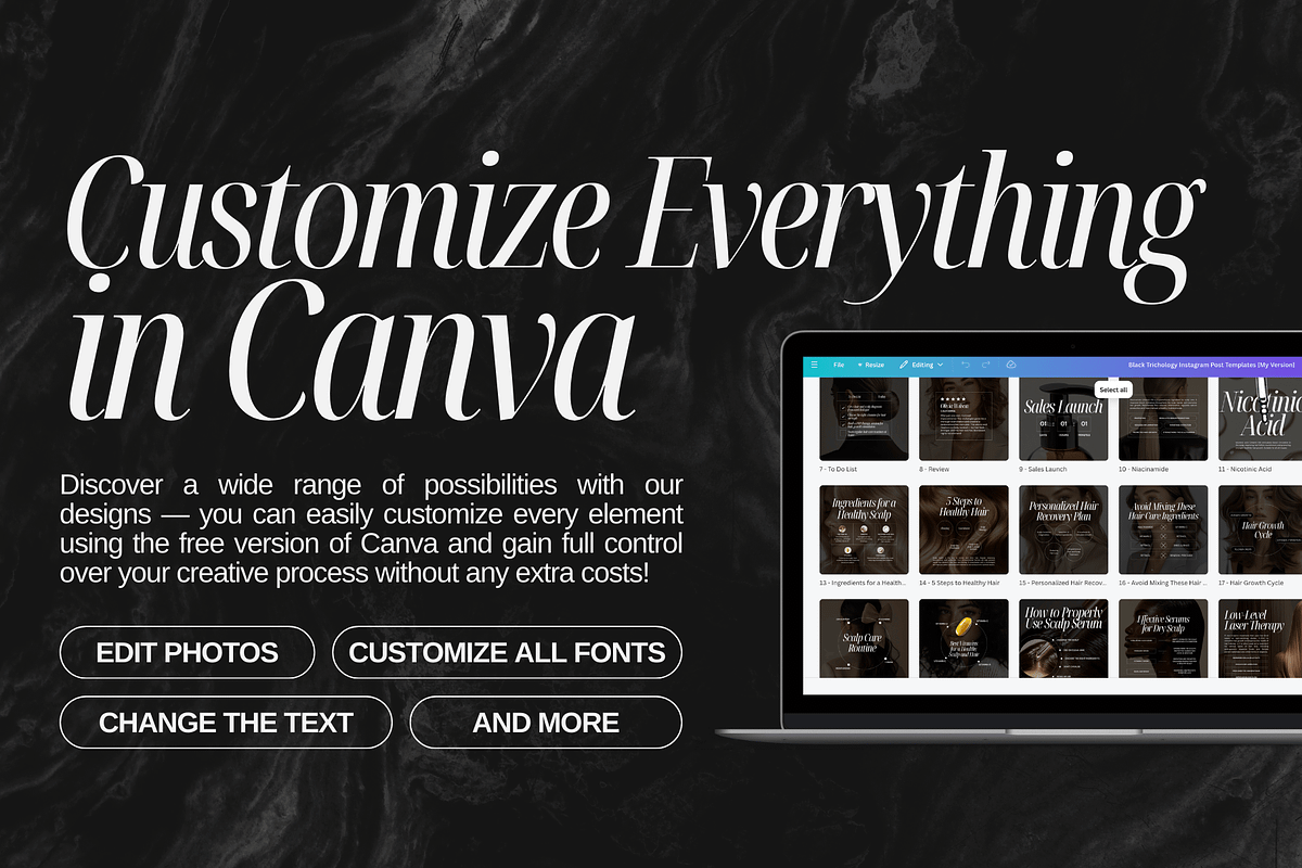 Trichology Canva Instagram Templates, a Social Media Template by Xenié Creative (Photo 7 of 10)