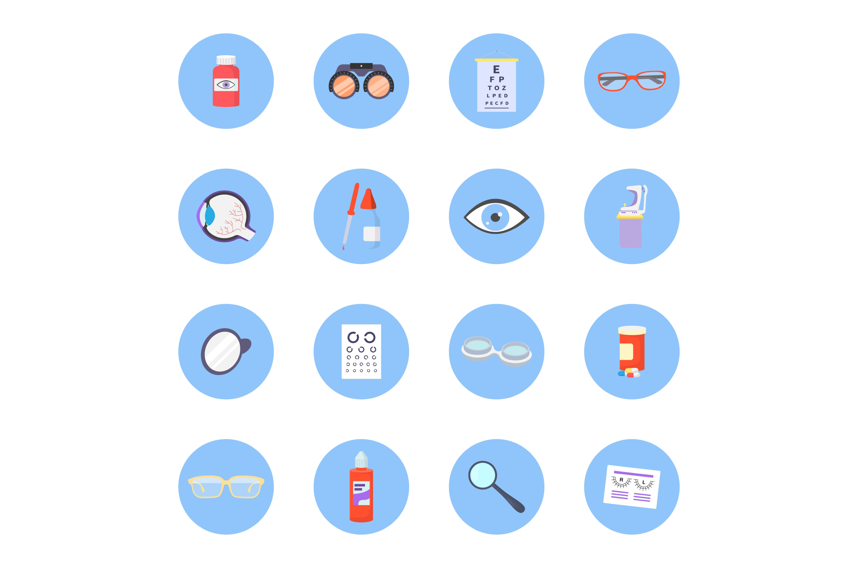 Concept optometry icon set, medical, an Object Illustration by KitVector