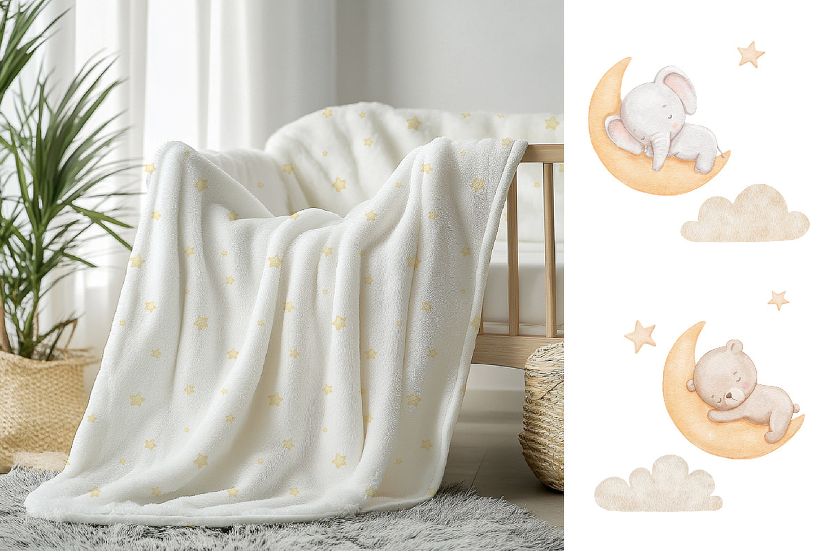 Watercolor sleeping baby animals, an Illustration by ElenaPlatovaArt (Photo 5 of 12)