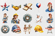 Labor Day Watercolor Clipart, a Seasonal Illustration by Rose Art (Thumbnail 3 of 4)