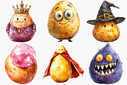Watercolor Funny Potato Clipart, an Illustration by Canvas Craft (Thumbnail 4 of 8)