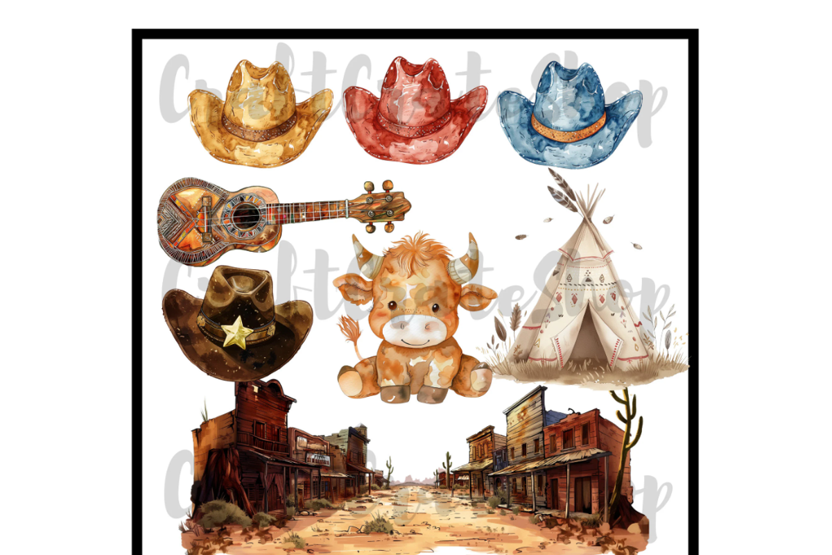 Watercolor Cute Cowboy Clipart, an Illustration by CraftCrateShop (Photo 6 of 8)