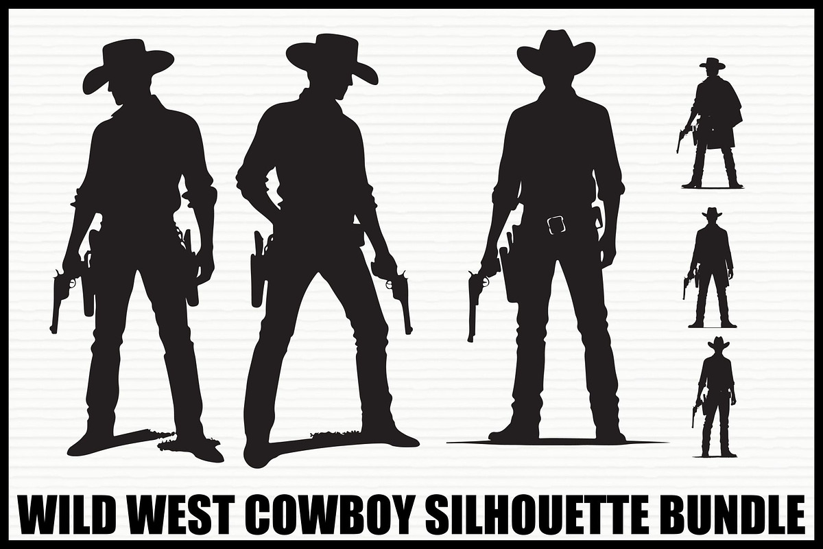 Wild West Cowboy Silhouette Bundle, an Illustration by hafijul