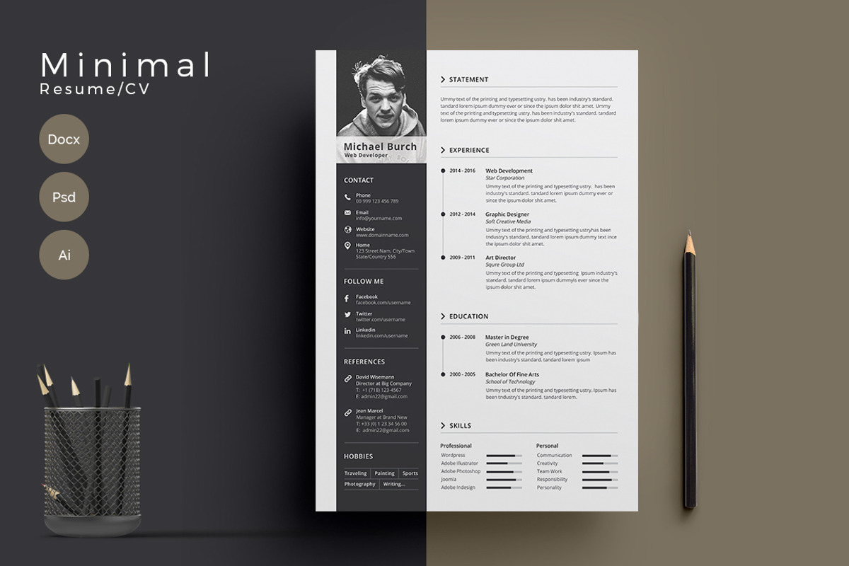 Minimal Cv-Resume, a Resume Template by Designs Bird
