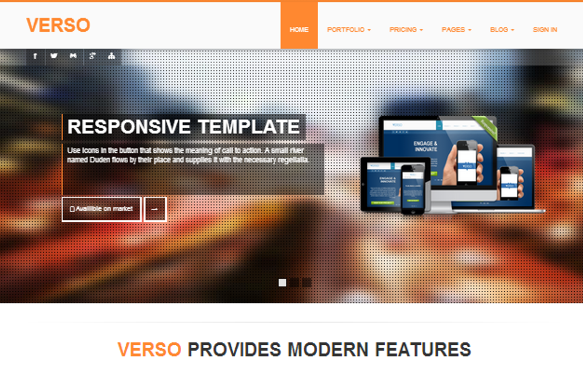 VERSO responsive Bootstrap template, a Websites & App Template by Bootstraptor (Photo 1 of 5)