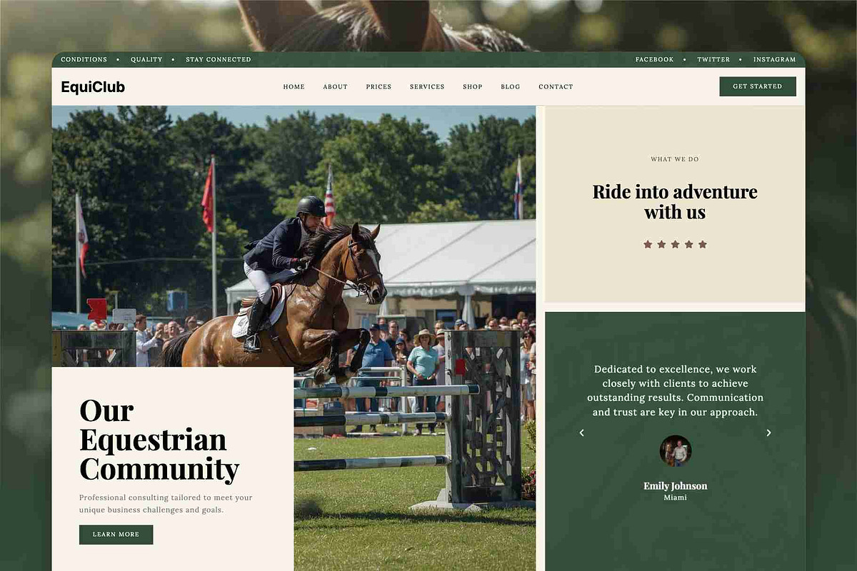 Horse Riding WordPress Theme, a WordPress Template by Nicdark Themes (Photo 1 of 4)