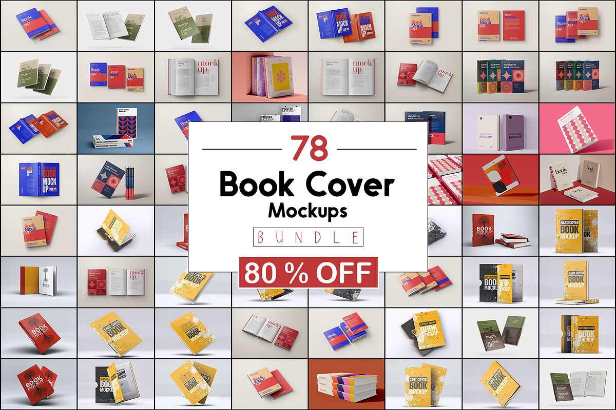 78 BOOK COVER MOCKUPS BUNDLE, a Books & Magazine Mockup by Xtrahive (Photo 1 of 7)