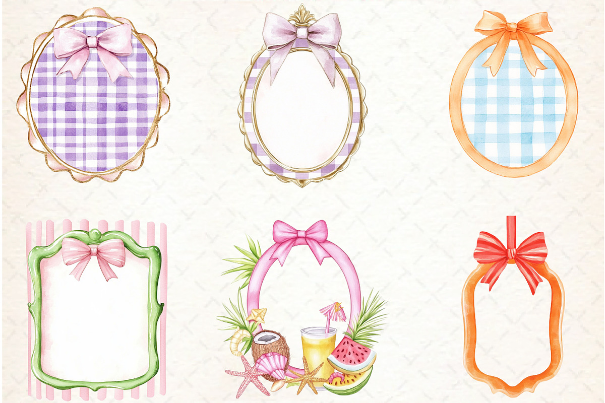 Coquette Summer Frame Clipart Bundle, an Illustration by Libby Wishes (Photo 3 of 6)