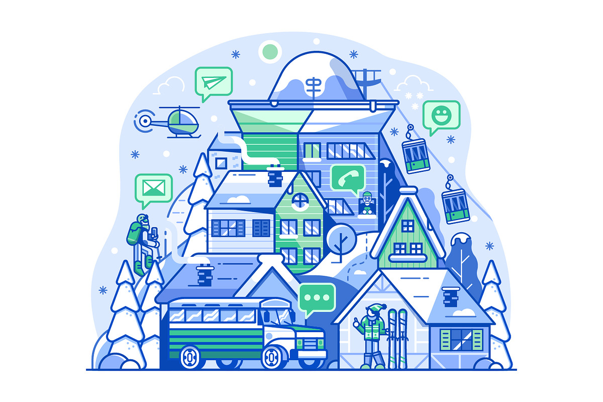 Skiing Resort Web Illustrations, a Sport Illustration by Alex Krugli (Photo 7 of 15)