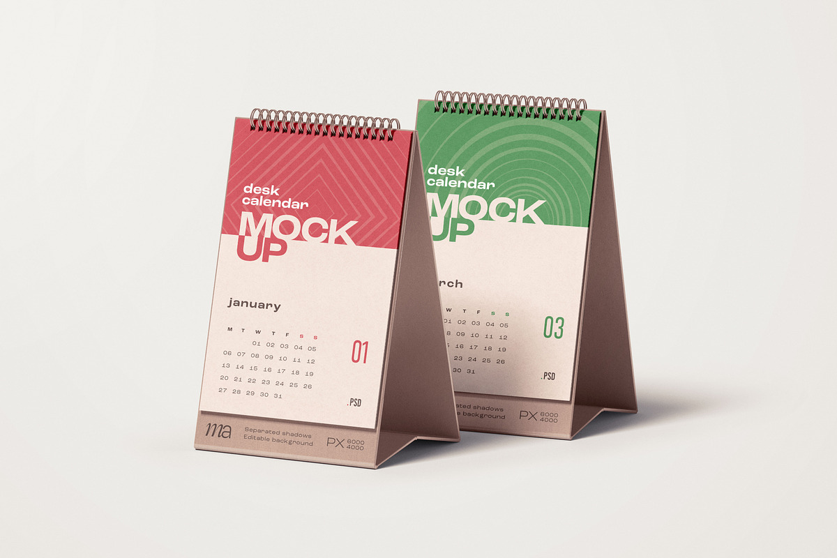 Vertical Desk Calendar Mockup Set, a Print Template by mockupatelier (Photo 9 of 11)