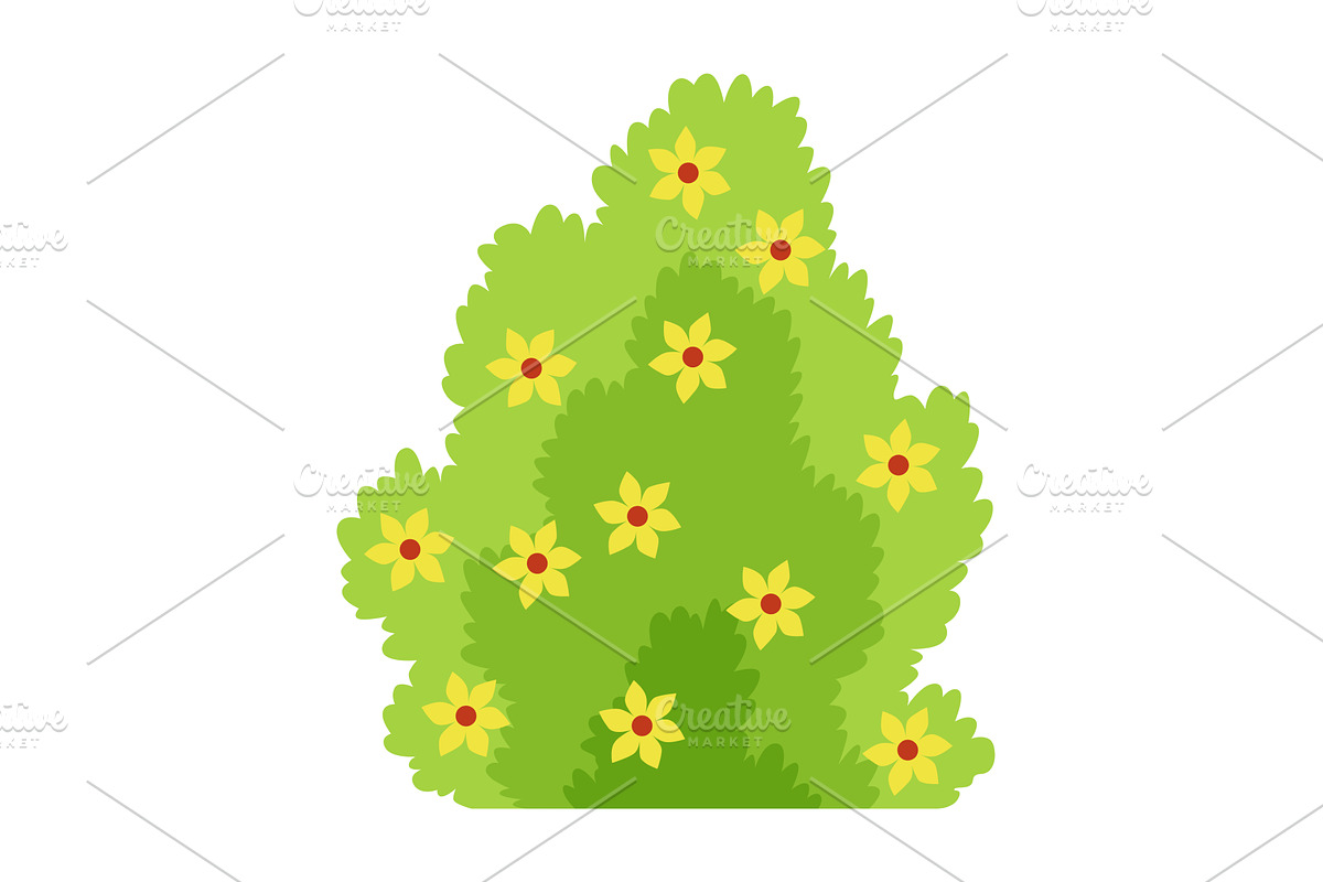 Bush with flowers icon. Cartoon, an Object Illustration by the8monkey