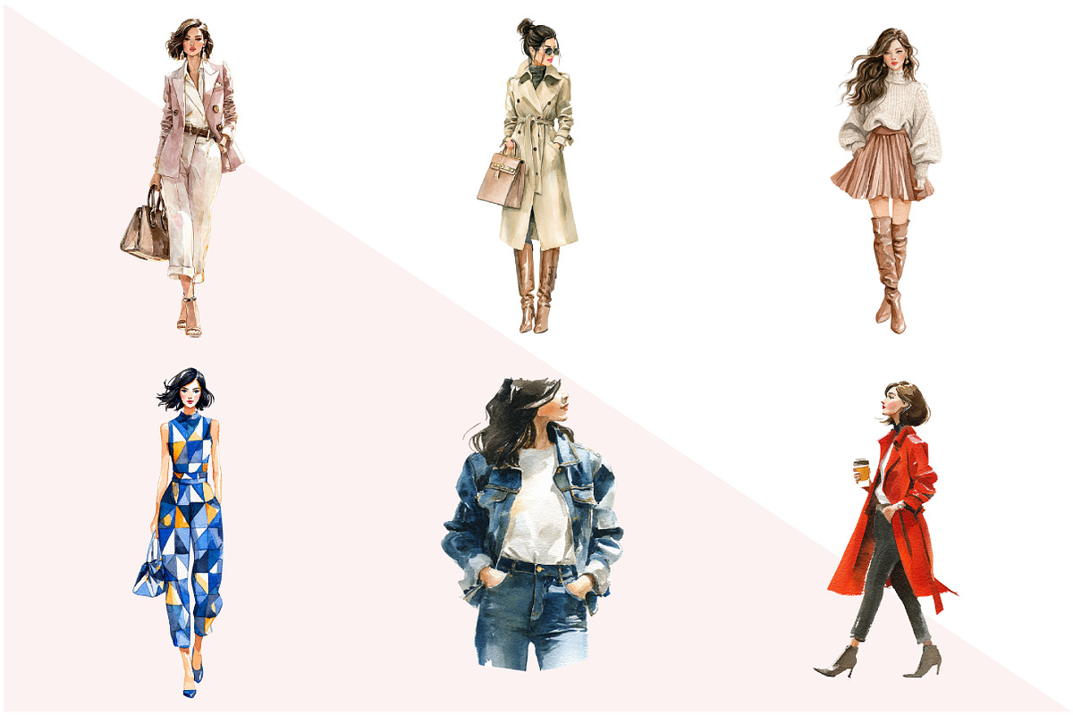 Watercolor Fashion Girl Clipart, an Illustration by Design Market (Photo 2 of 3)