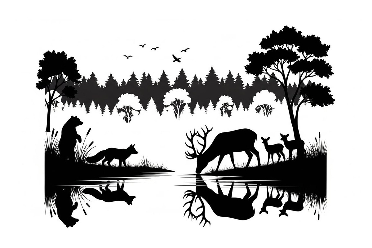 Wildlife Forest Silhouette Vector Bu, an Illustration by Designs_River (Photo 48 of 51)
