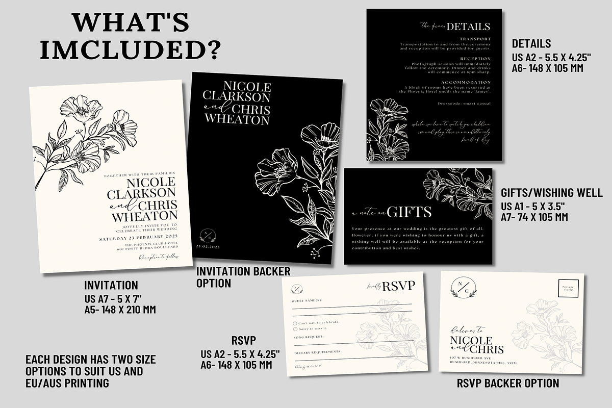 Black Wedding Invitation Template, an Invitation Template by LushBury (Photo 2 of 5)