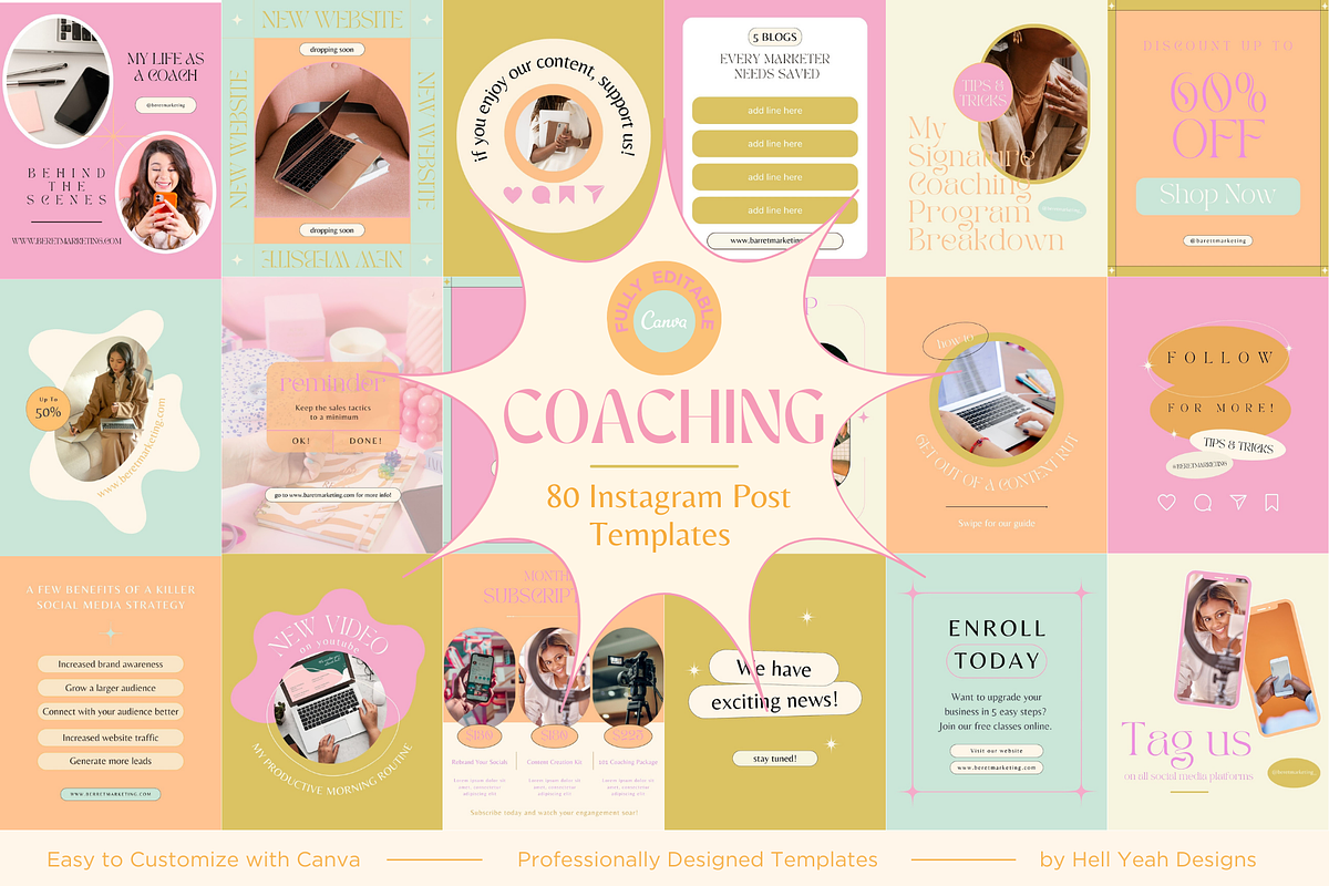 Coaching Instagram Post Templates, a Templates & Theme by Hell Yeah Designs (Photo 1 of 9)