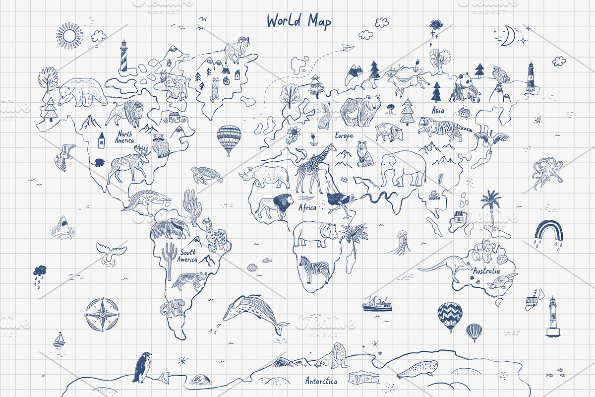 Animals World Map, an Animal Illustration by GooseFrol (Photo 6 of 28)
