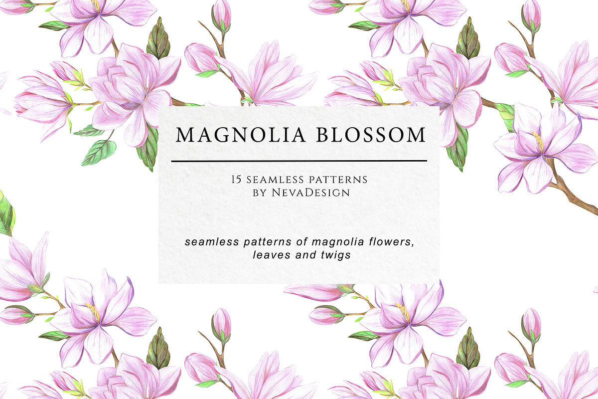 Magnolia Floral Patterns, a Pattern Graphic by NevaDesign
