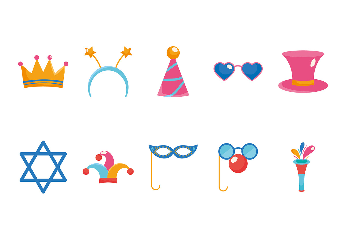 Purim Holiday Icon Set