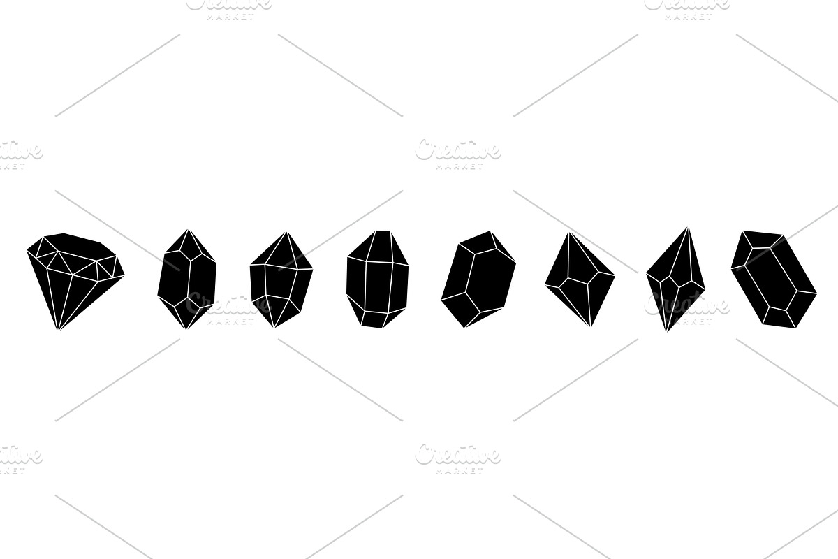 Black crystal icons. Gems of, an Object Illustration by GraphiShop