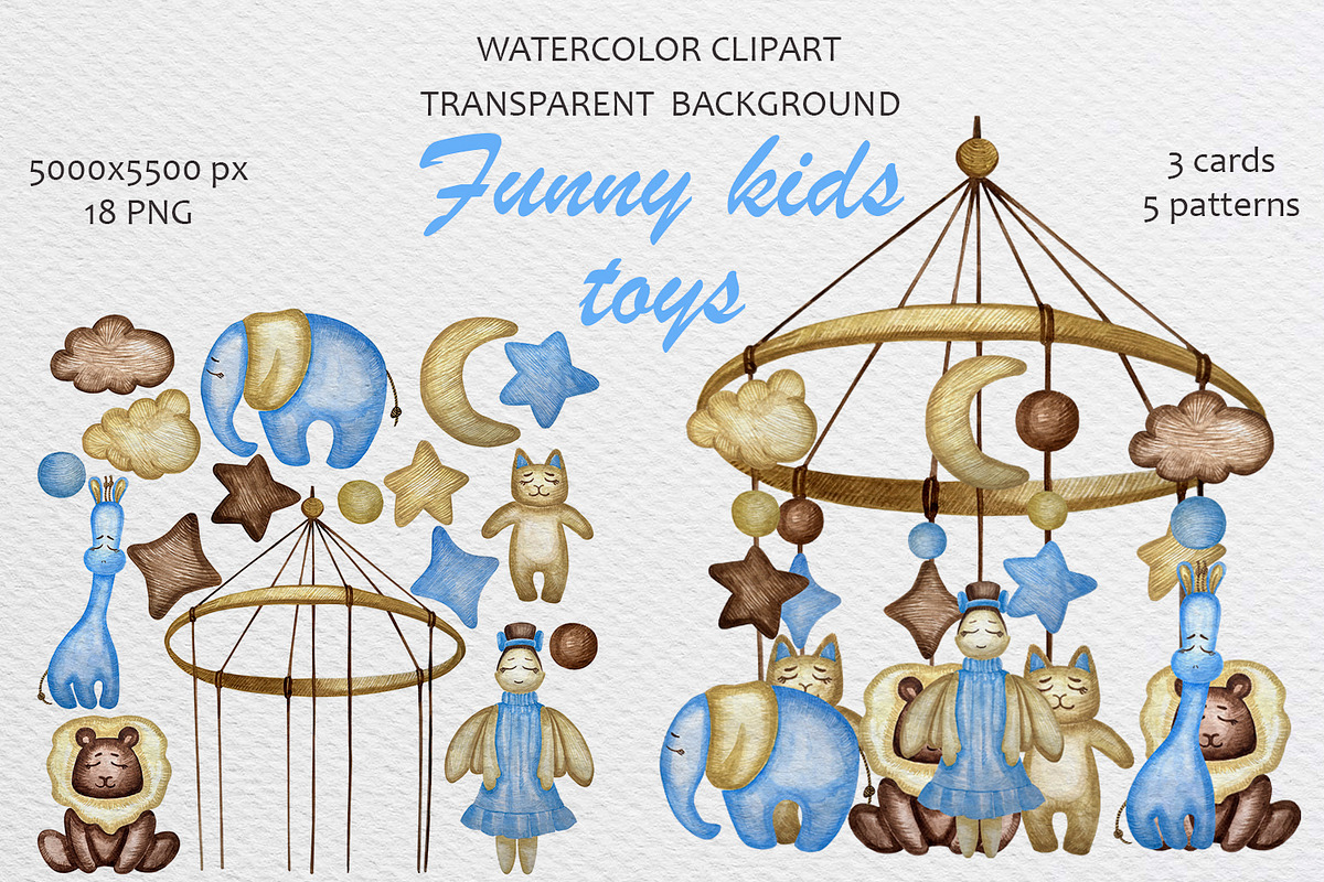 Sweet dreams watercolor clip art, an Animal Illustration by Fresh art by Larysa (Photo 1 of 4)
