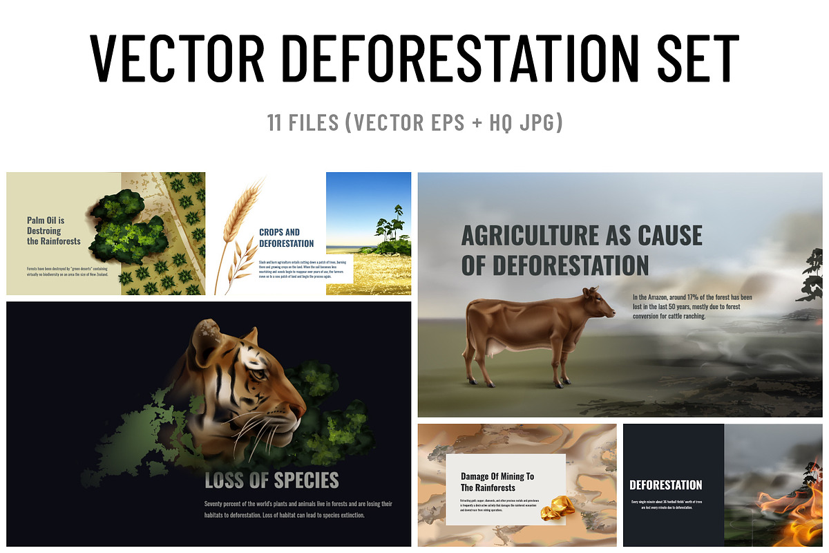 Vector Realistic Deforestation Set, an Animal Illustration by Zonda (Photo 1 of 12)