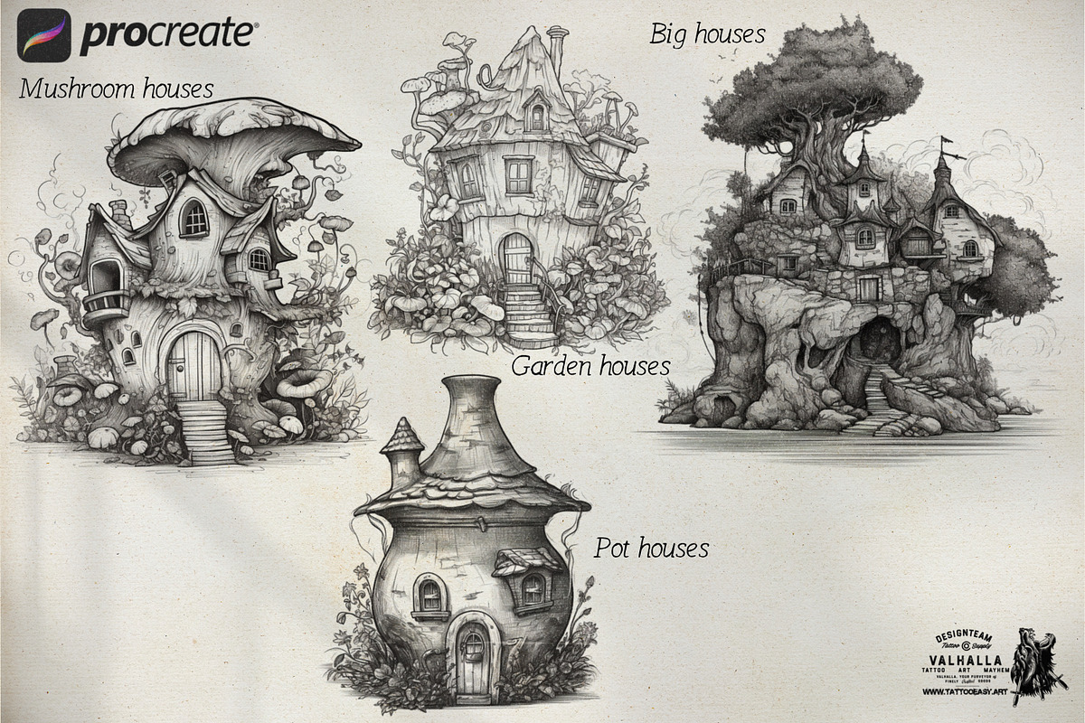 Procreate; fairy houses, a Brush Add-On by Studio.Valhalla (Photo 3 of 6)