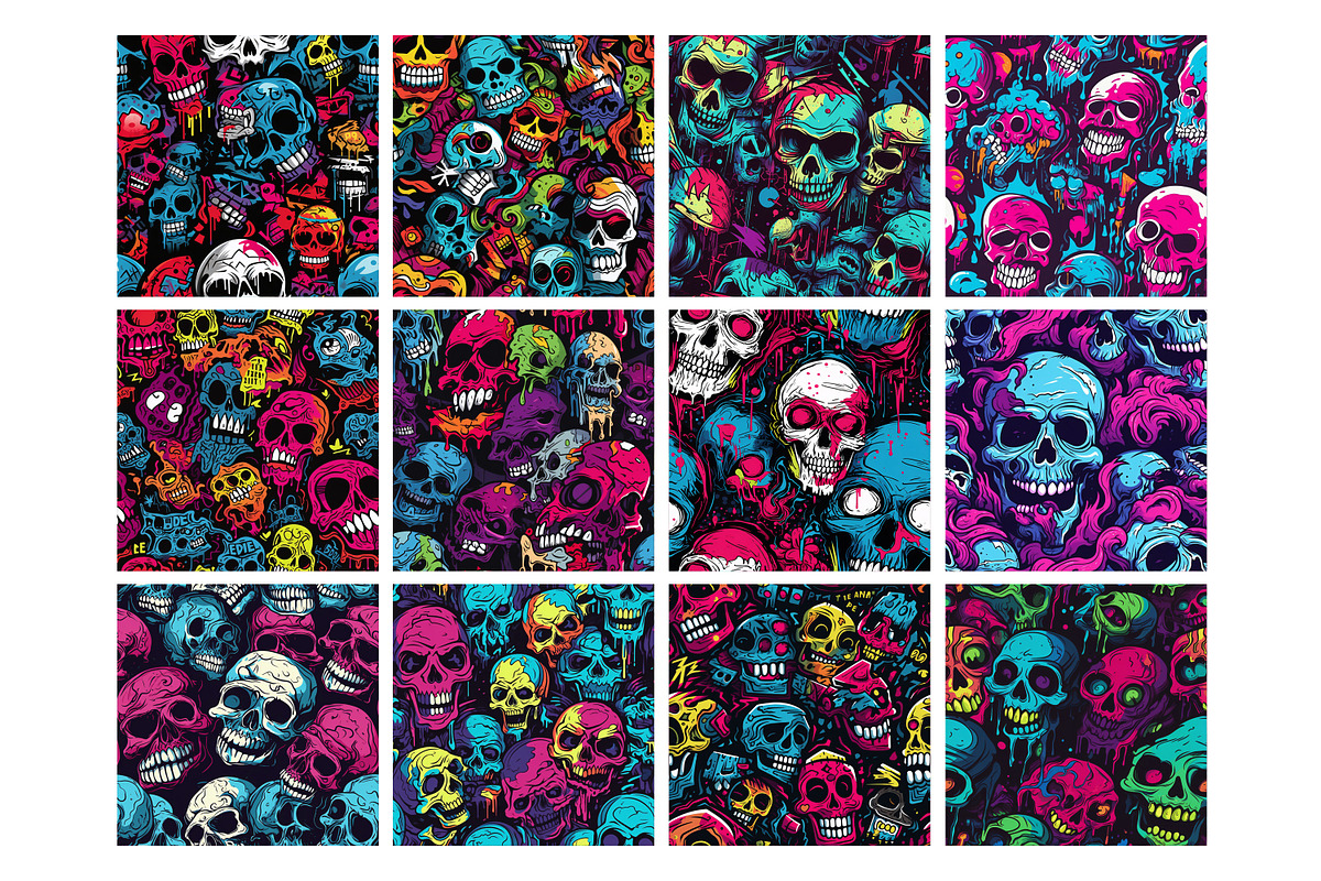 Skull Graffiti Seamless Pattern, a Pattern Graphic by Forhadx5 (Photo 6 of 7)