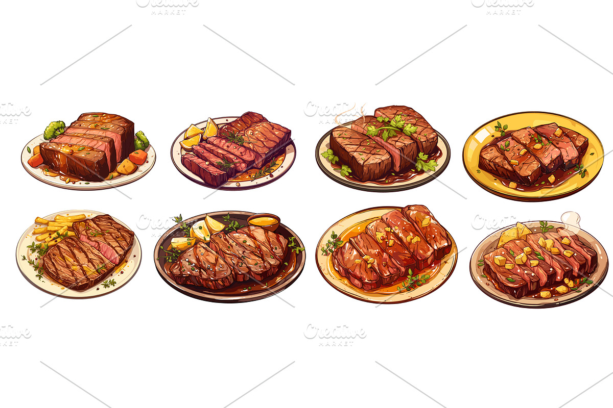 Steak dish. Grilled beef meat on, a Food Illustration by Stock-Smart-Start
