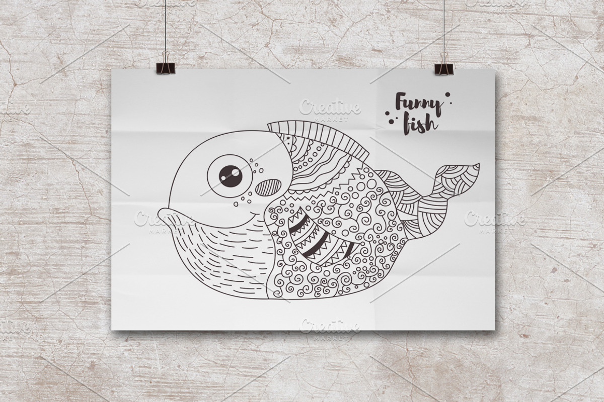 Ten funny fishes . Coloring pages., a Graphic by Anna Violet (Photo 5 of 5)