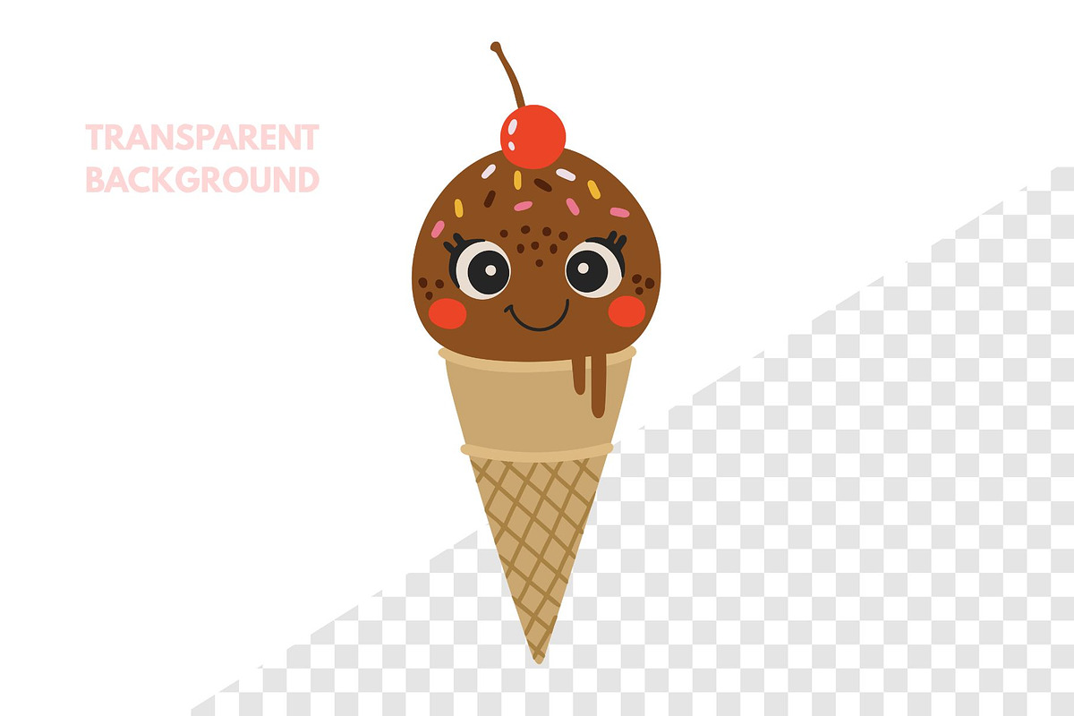 Cute Ice Cream Illustration, a Food Illustration by ⋒DesignECShop⋒ (Photo 2 of 3)