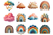 Watercolor Boho Rainbow Clipart, an Illustration by DreamArtGraphic (Thumbnail 2 of 4)