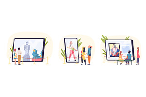 Museum online tour. People watch art, a Technology Illustration by Stock-Smart-Start
