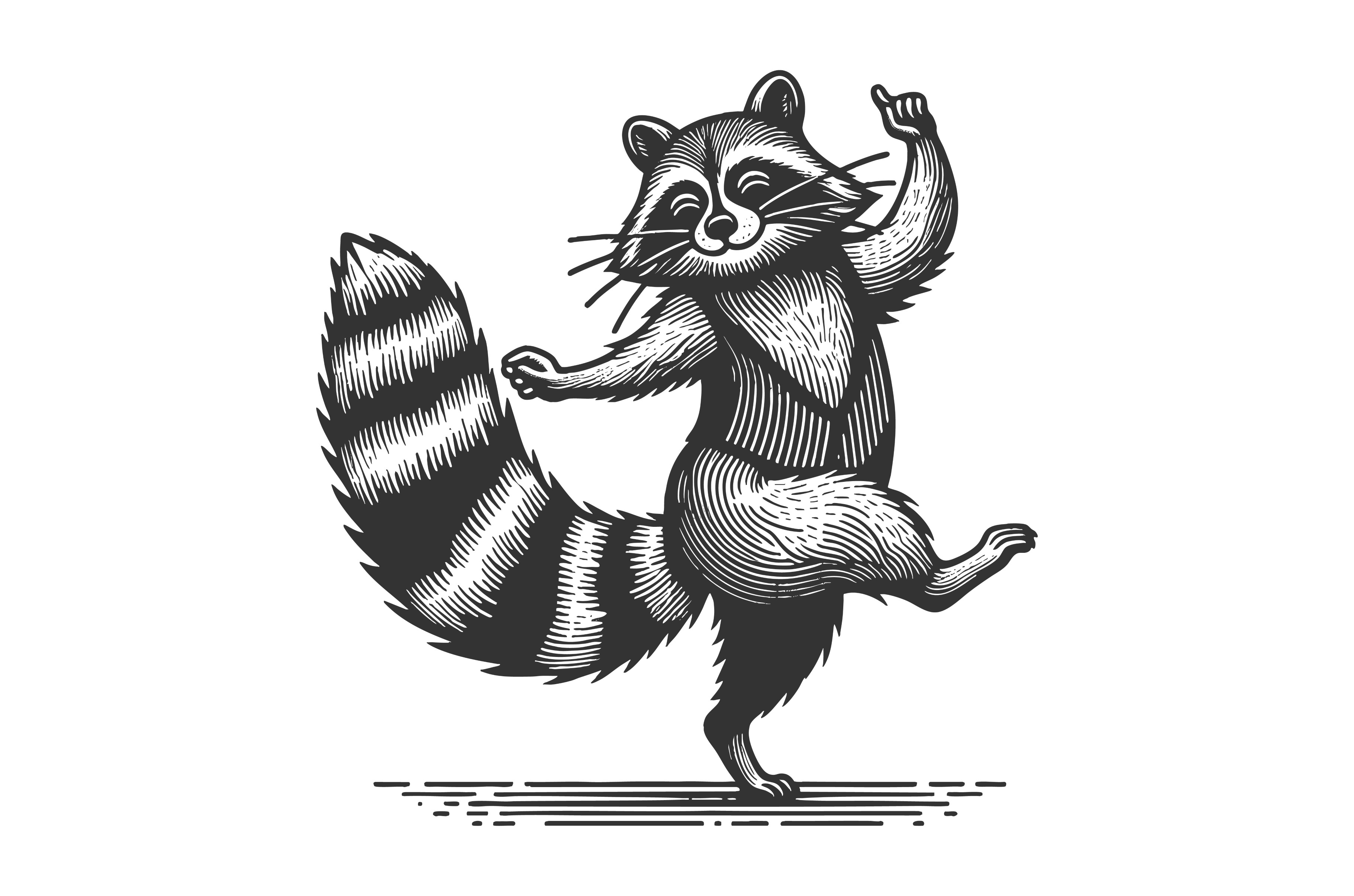 Dancing Raccoon vector illustration, an Animal Illustration by AlexArt