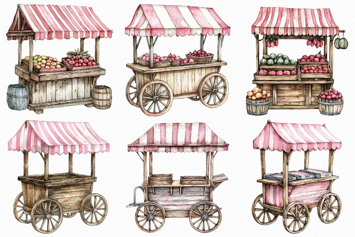Watercolor Farm Market Clipart, an Illustration by Libby Wishes (Photo 3 of 4)