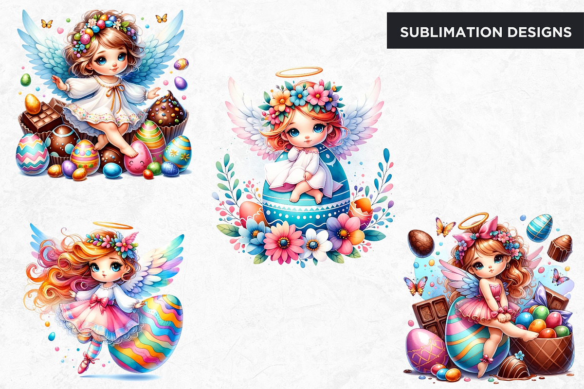 Watercolor Cute Angel Easter clipart, a Seasonal Illustration by ThatsDesignArt (Photo 9 of 10)