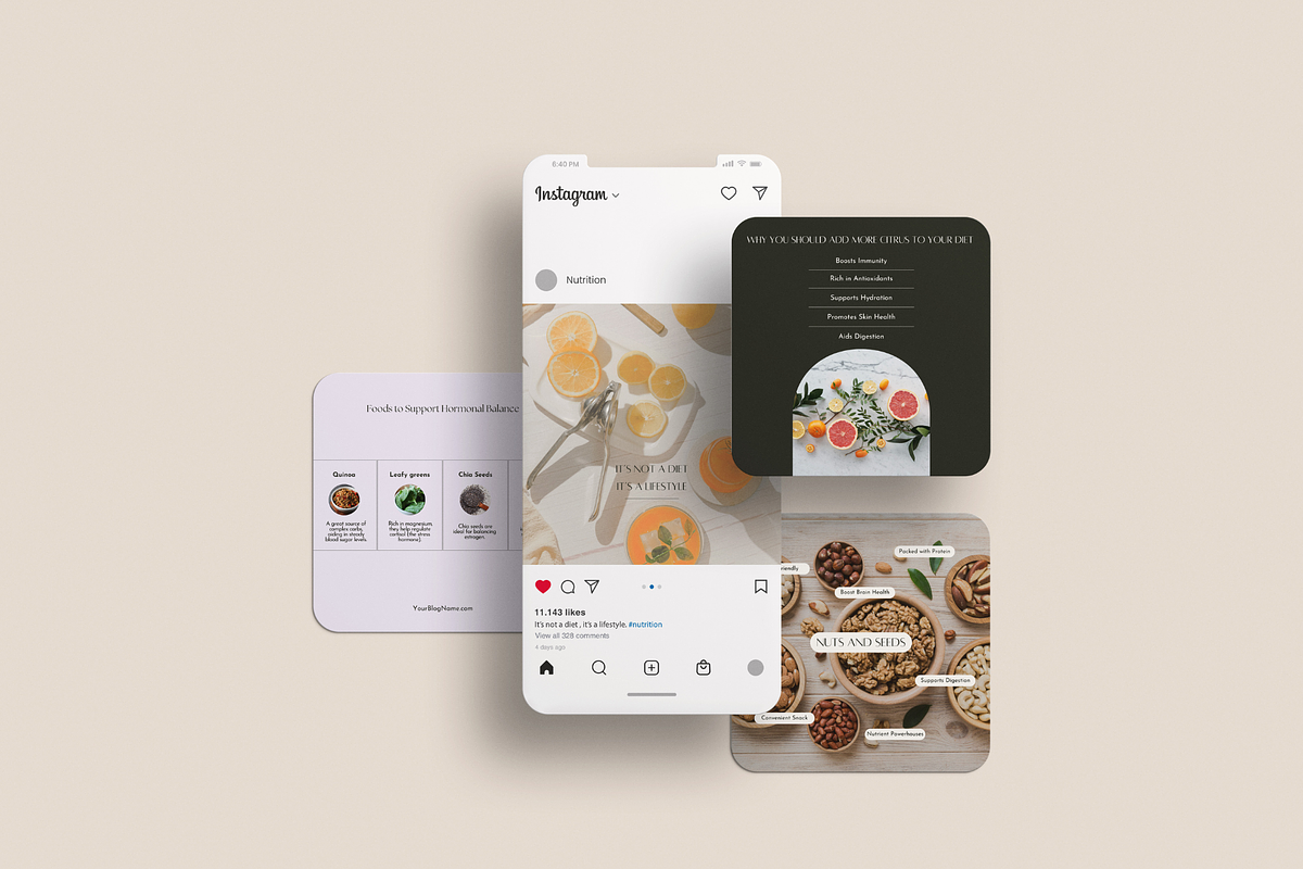 Nutrition Coach Instagram Canva Kit, a Social Media Template by Soul & Maeum Store (Photo 5 of 7)
