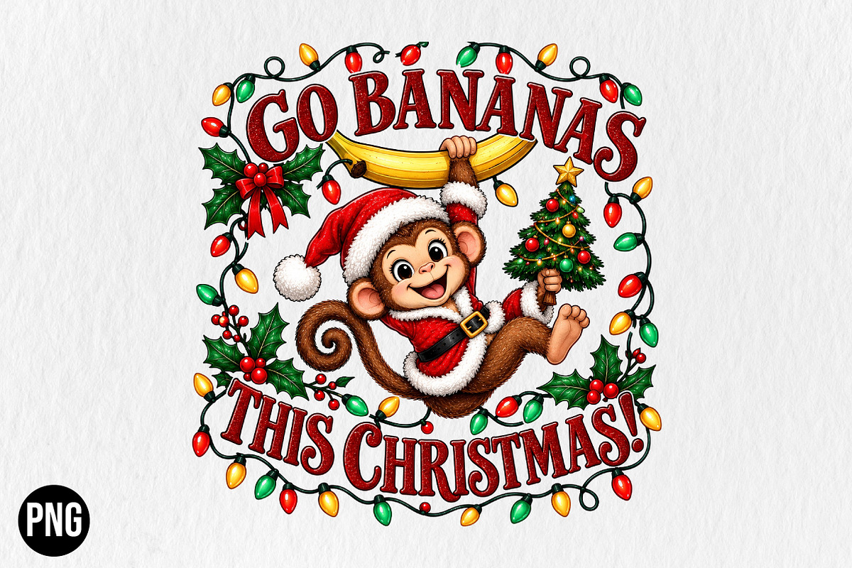 Funny Go Bananas This Christmas PNG, a Seasonal Illustration by CraftArtStudio (Photo 1 of 4)