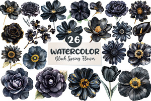 Glitter Luxury Black Spring Flower, an Illustration by CreationArt