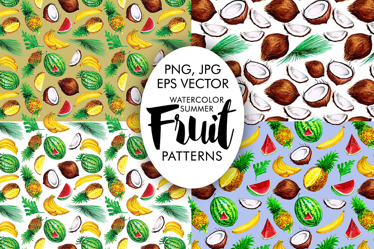 Watercolor Summer Patterns Fruits, a Pattern Graphic by Graphobia (Photo 4 of 7)