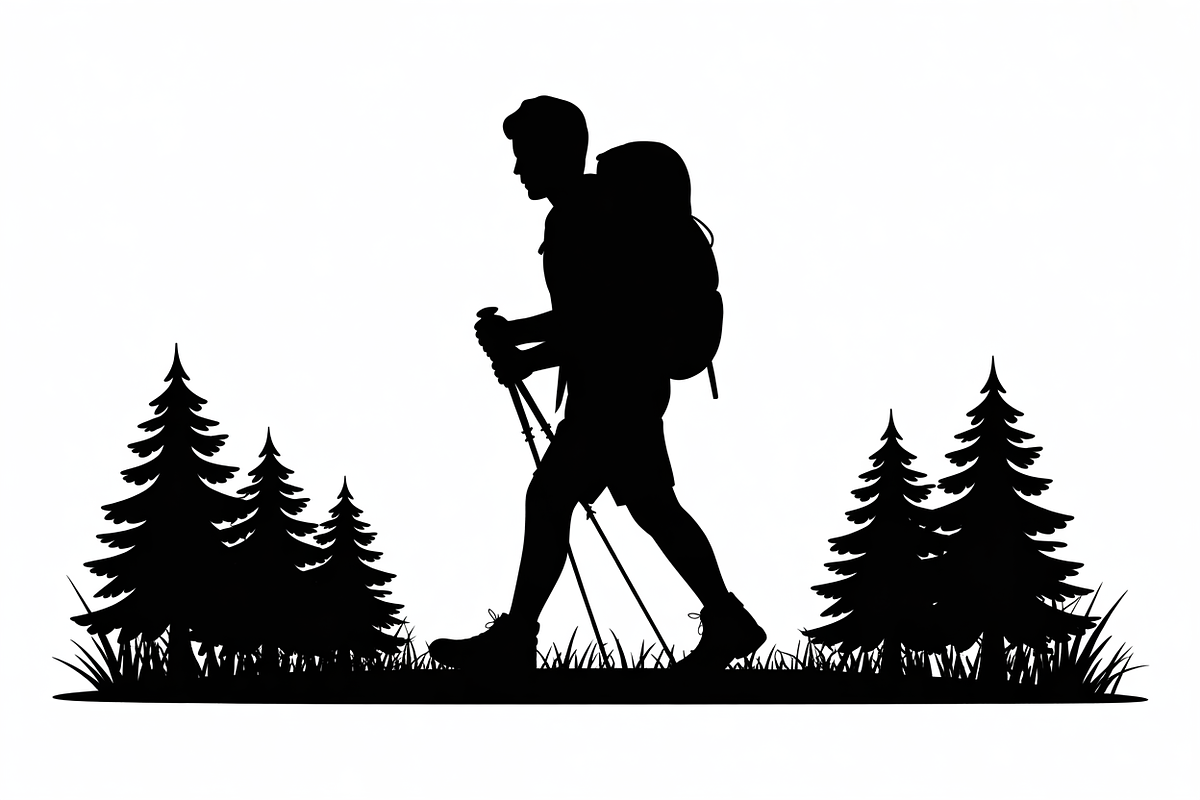 silhouette hiker climbing a mountain, an Illustration by Amazin_art (Photo 6 of 17)