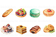 Watercolor French Pastry Clipart, an Illustration by BrushstrokeArtGB (Thumbnail 3 of 9)