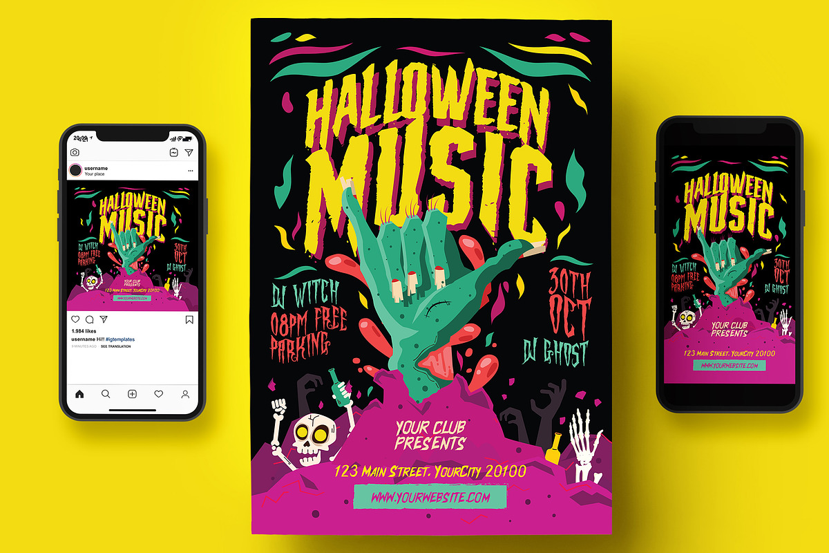 Halloween Rock Music Flyer, a Flyer Template by Creativestoree (Photo 3 of 5)