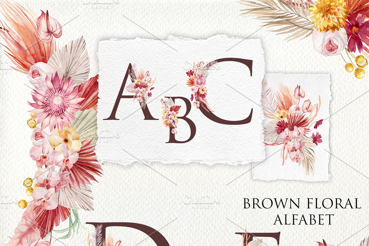 Autumn tropics floral set, a Decorative Illustration by Antikva17 (Photo 6 of 7)