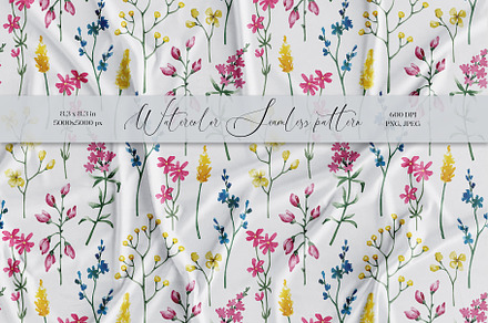 Wildflowers summer floral pattern, a Pattern Graphic by SirenaArt