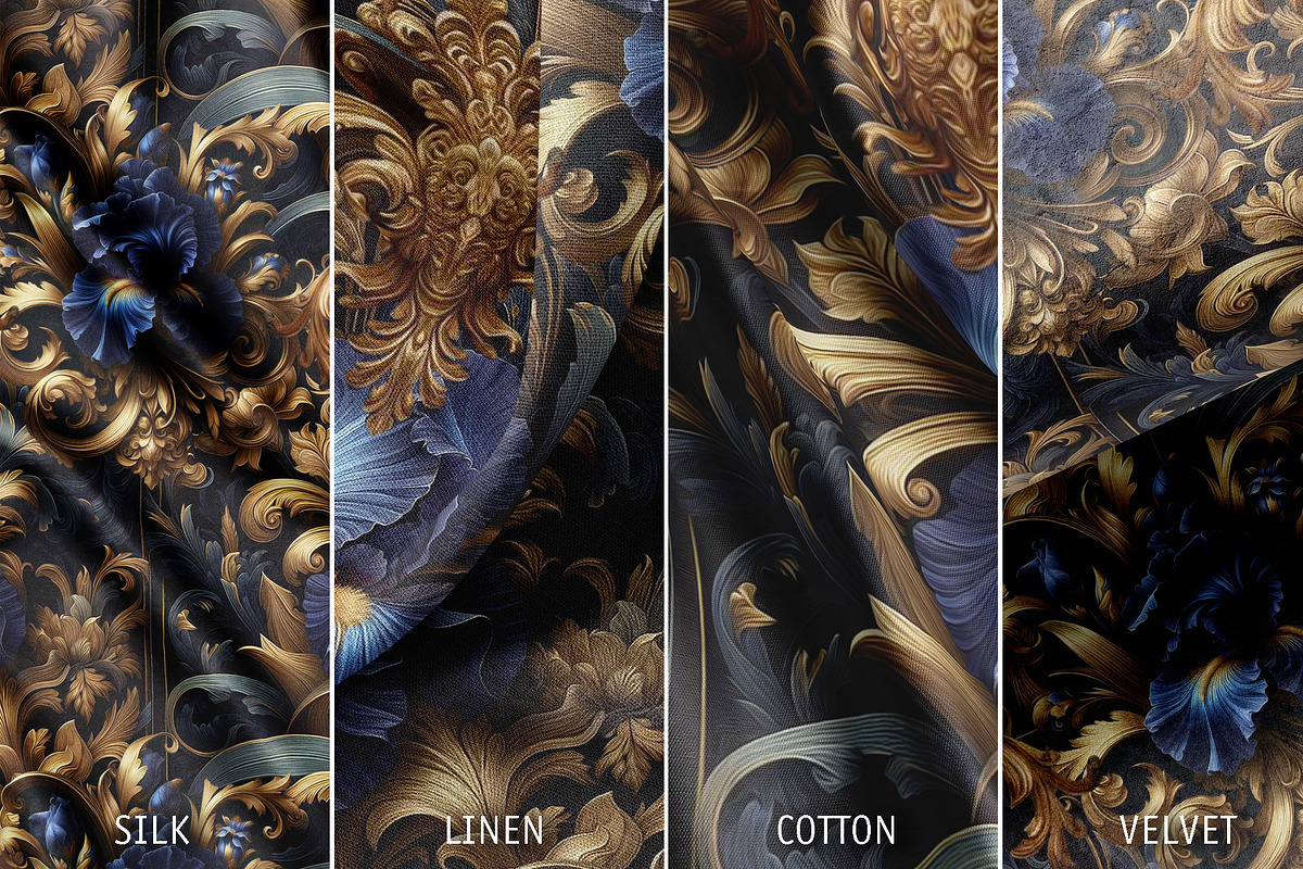 Baroque Floral Design Kit•Night Iris, a Pattern Graphic by ARSCOR (Photo 4 of 7)