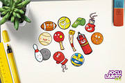 Cute Sports Equipment Characters, an Object Illustration by Jocularity Art (Thumbnail 2 of 3)