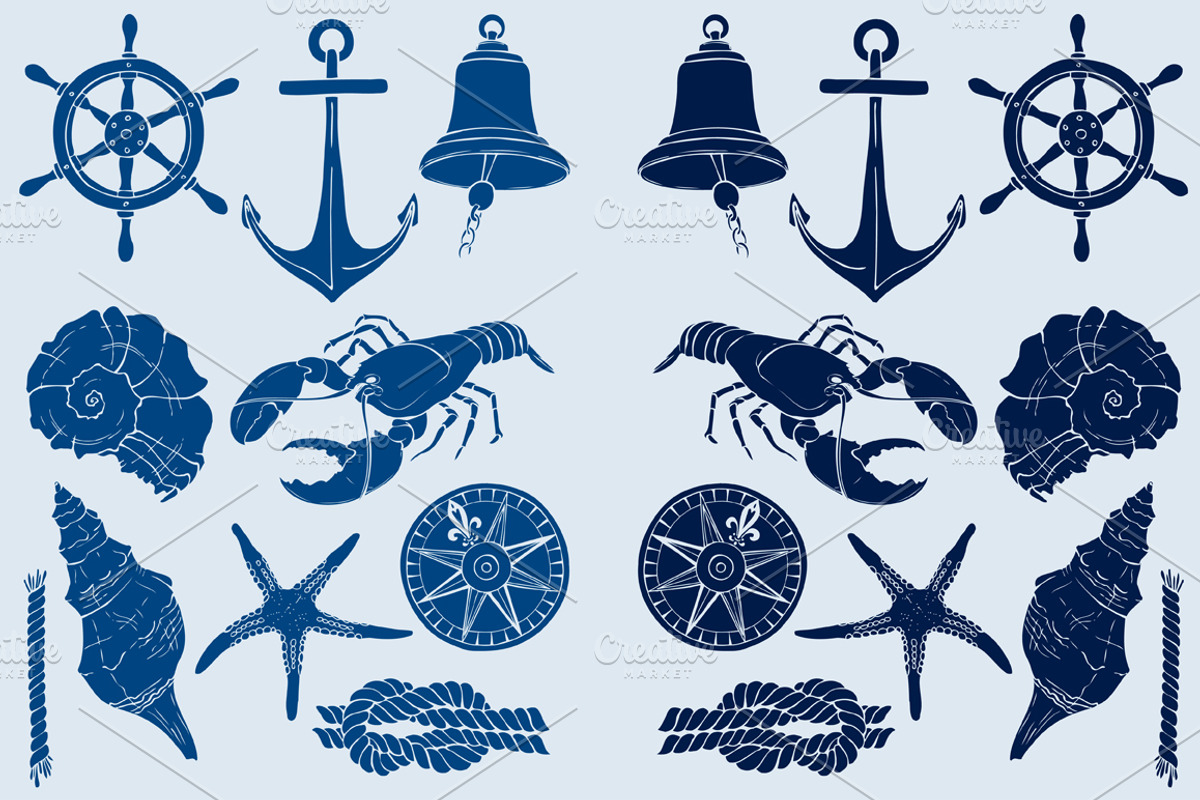Hand drawn nautical set, an Illustration by Aglia ART (Photo 4 of 6)