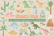 Dinosaur Days Clipart and Patterns, a Pattern Graphic by Drafts n Doodles (Thumbnail 1 of 20)